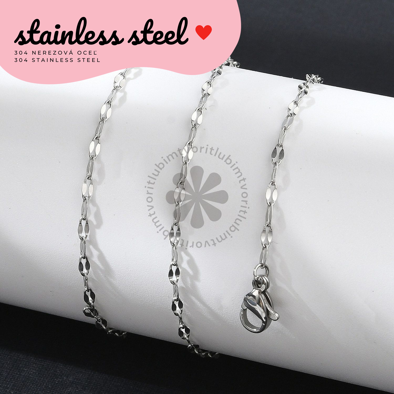 Ozdobná retiazka kovová, 40+6 cm - 1 ks