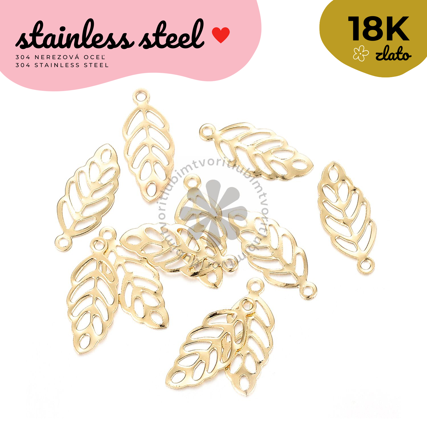 Prívesok List,1 3x6 mm - 1 ks