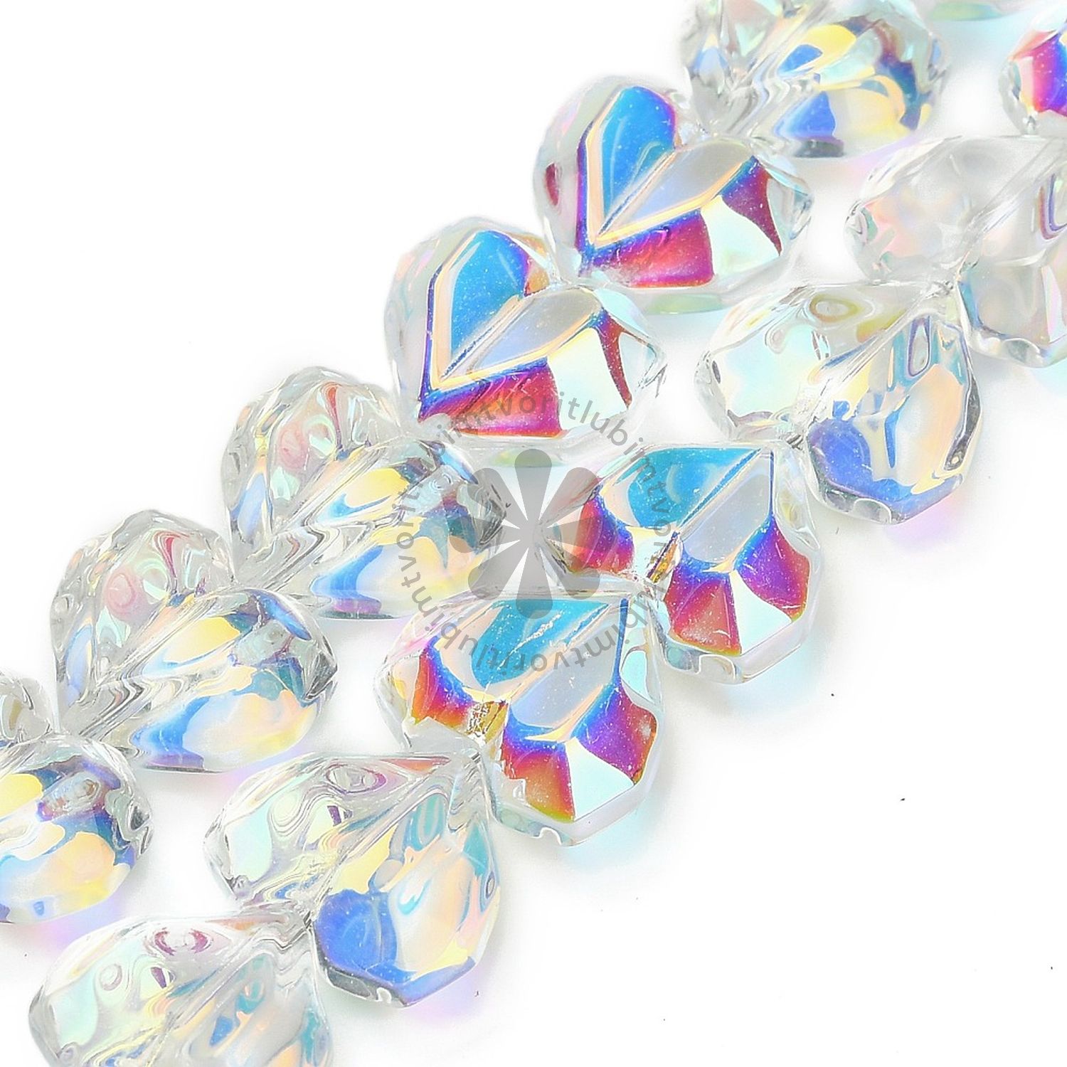 Sklenená korálka srdiečko, 15x13 mm - 1 ks