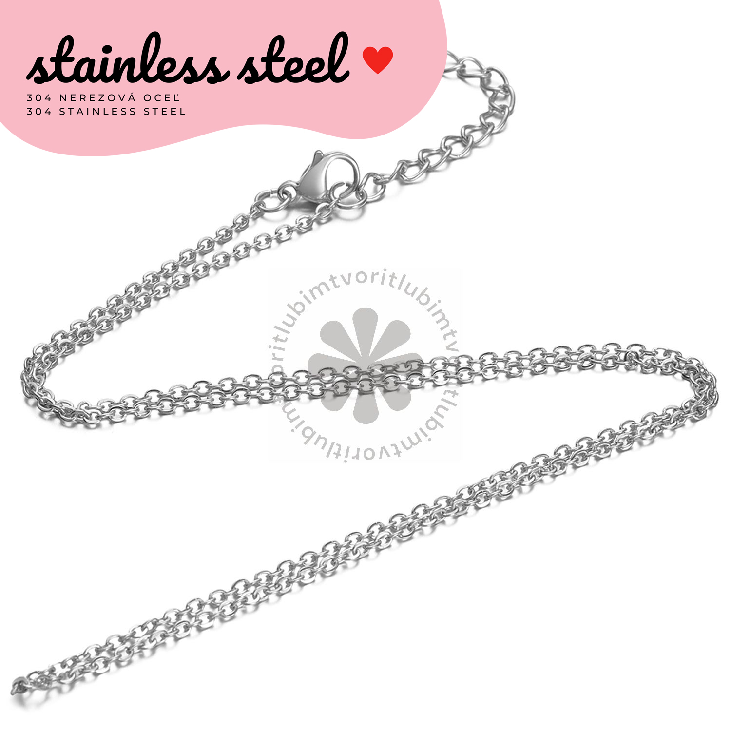 Retiazka kovová, 60+5 cm - 1 ks