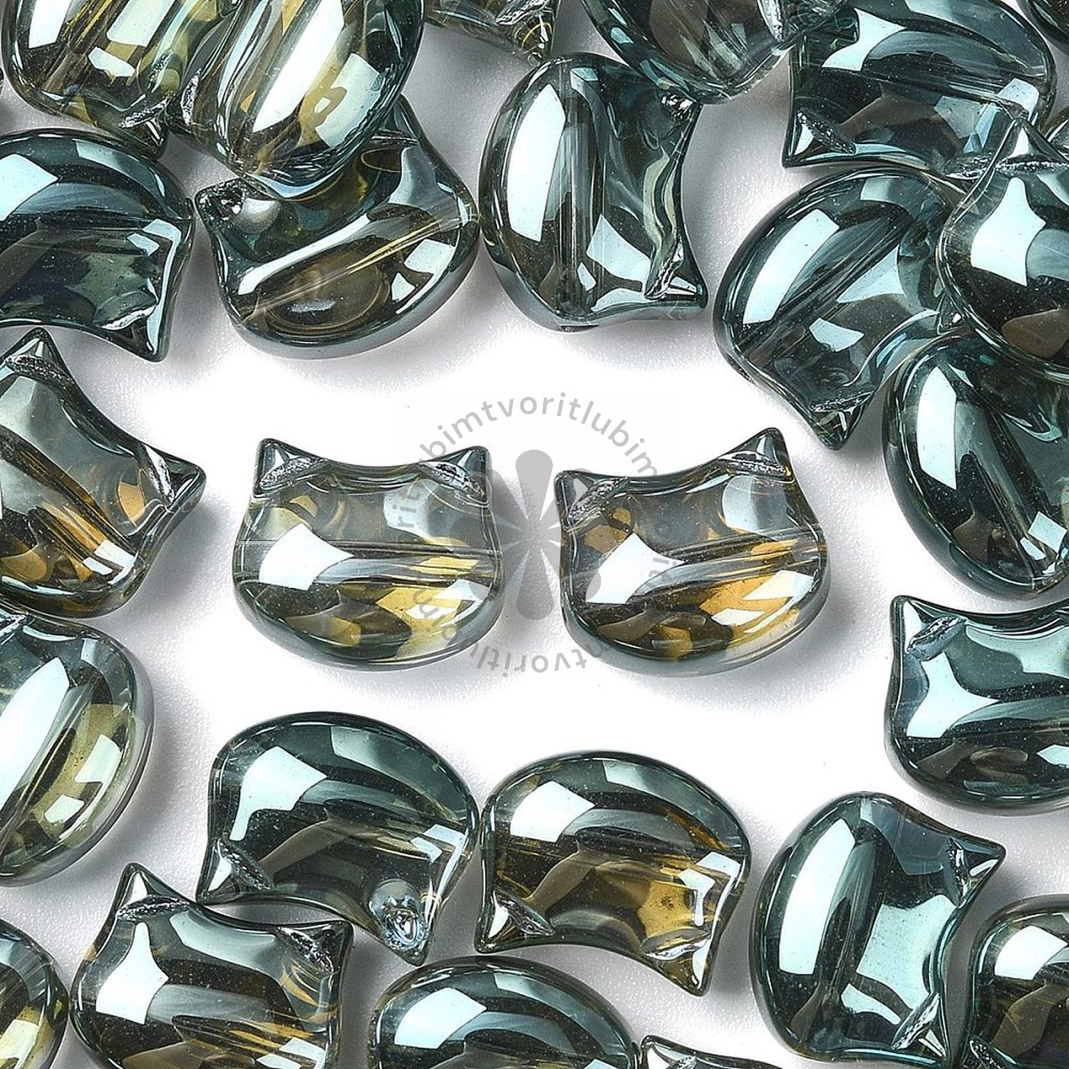 Sklenené korálky mačky, 10x8 mm - 10 ks