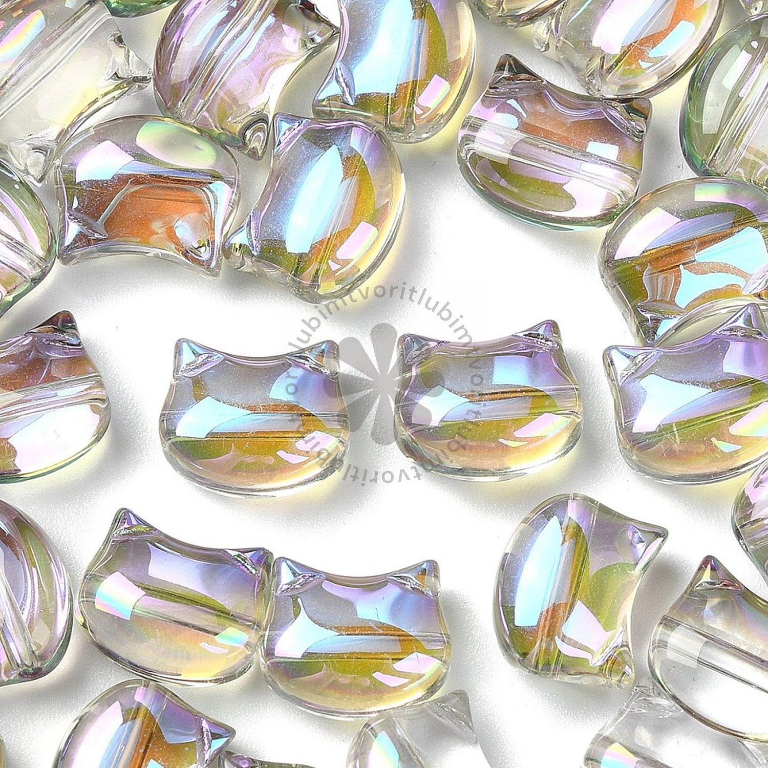 Sklenené korálky mačky, 10x8 mm - 10 ks