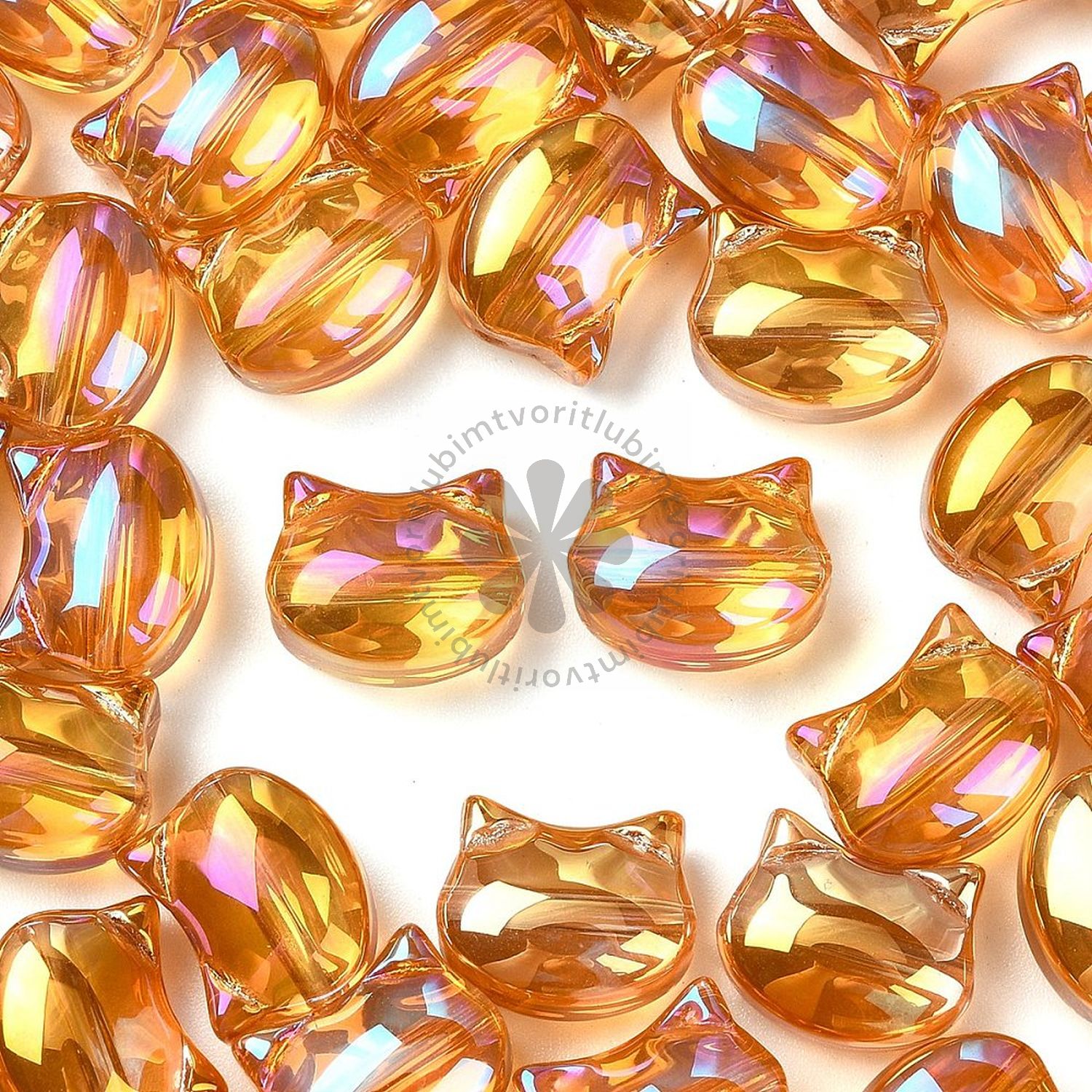 Sklenené korálky mačky, 10x8 mm - 10 ks