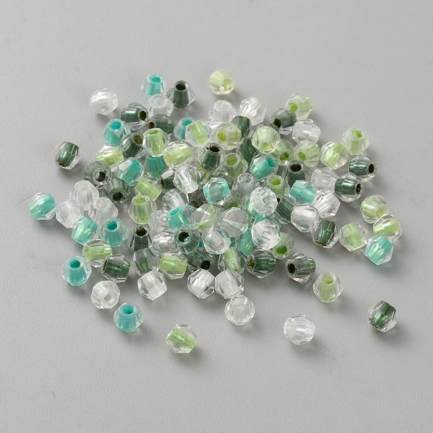 Sklenené brúsené korálky BICONE, 4 mm - 1 vlasec