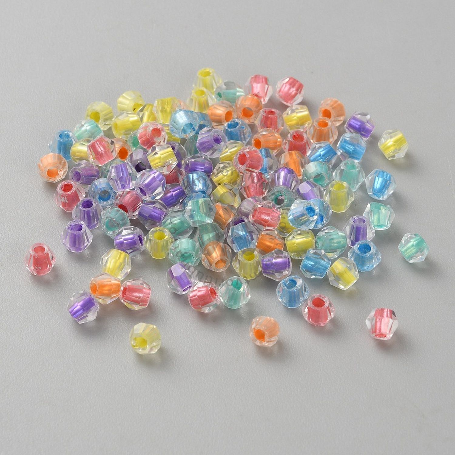 Sklenené brúsené korálky BICONE, 4 mm - 1 vlasec