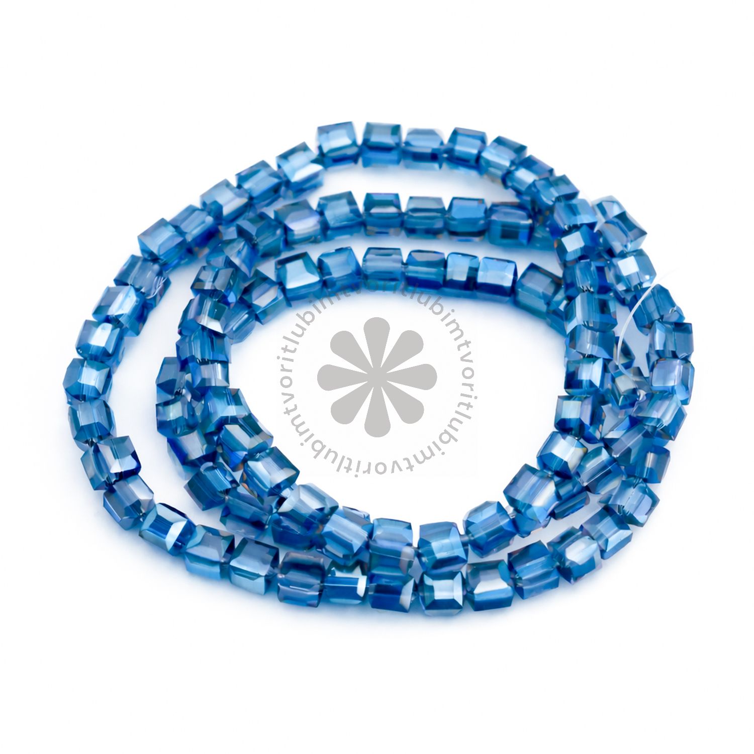 Fazetované sklenené korálky, kocky, 4 mm - 100 ks