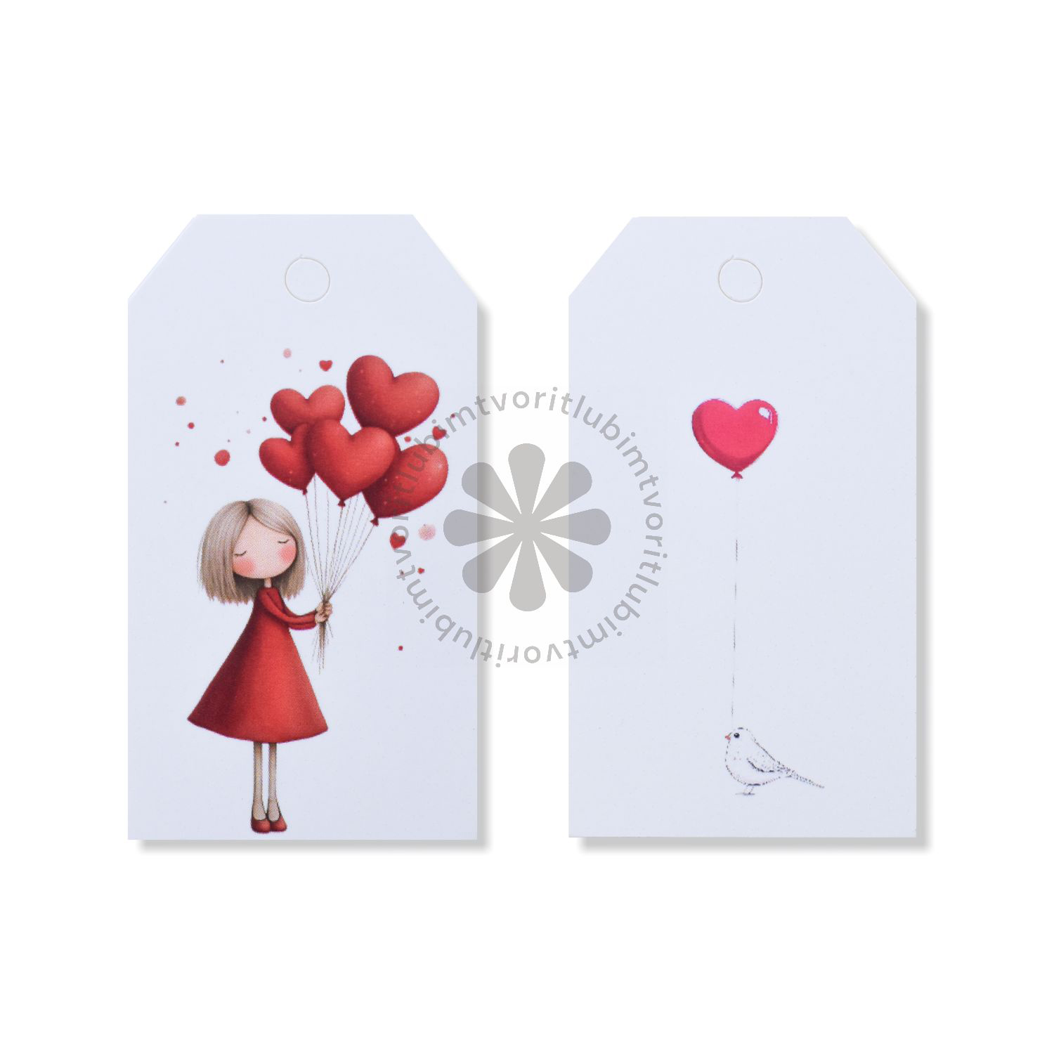 Menovka na darček Valentín, 40x70 mm - 10 ks