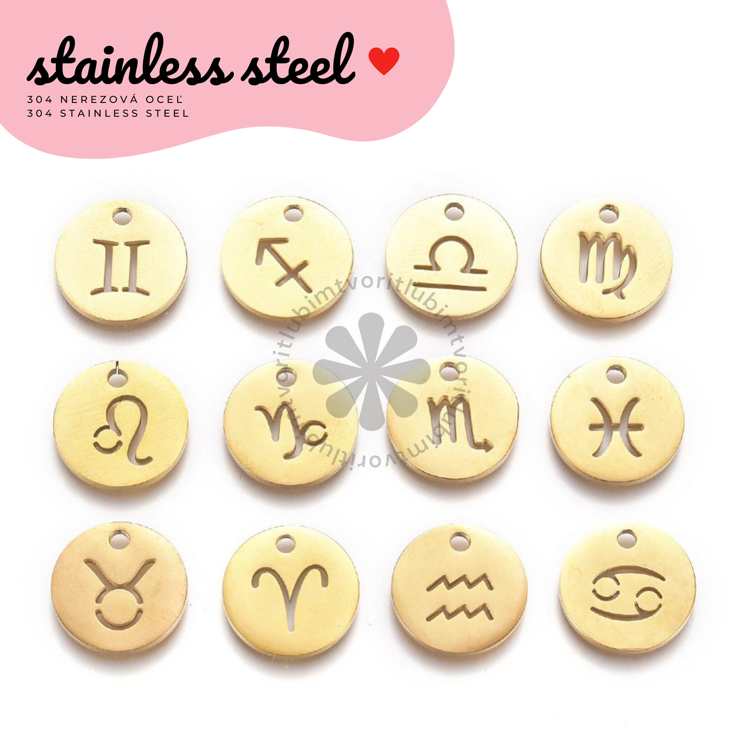 Prívesky znamenie zverokruhu, 12 mm - 12 ks