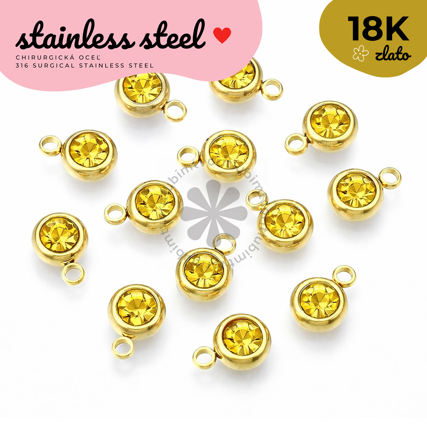 Prívesok so zirkónom, 8,5x6x3 mm - 1 ks