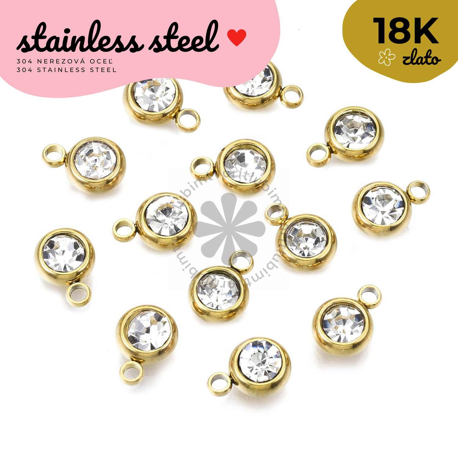 Prívesok so zirkónom, 8,5x6x3 mm - 1 ks