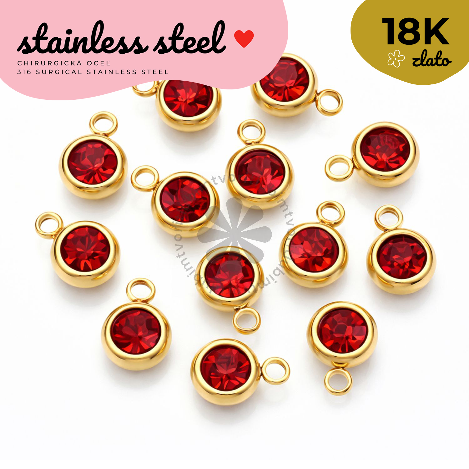 Prívesok so zirkónom, 8,5x6x3 mm - 1 ks