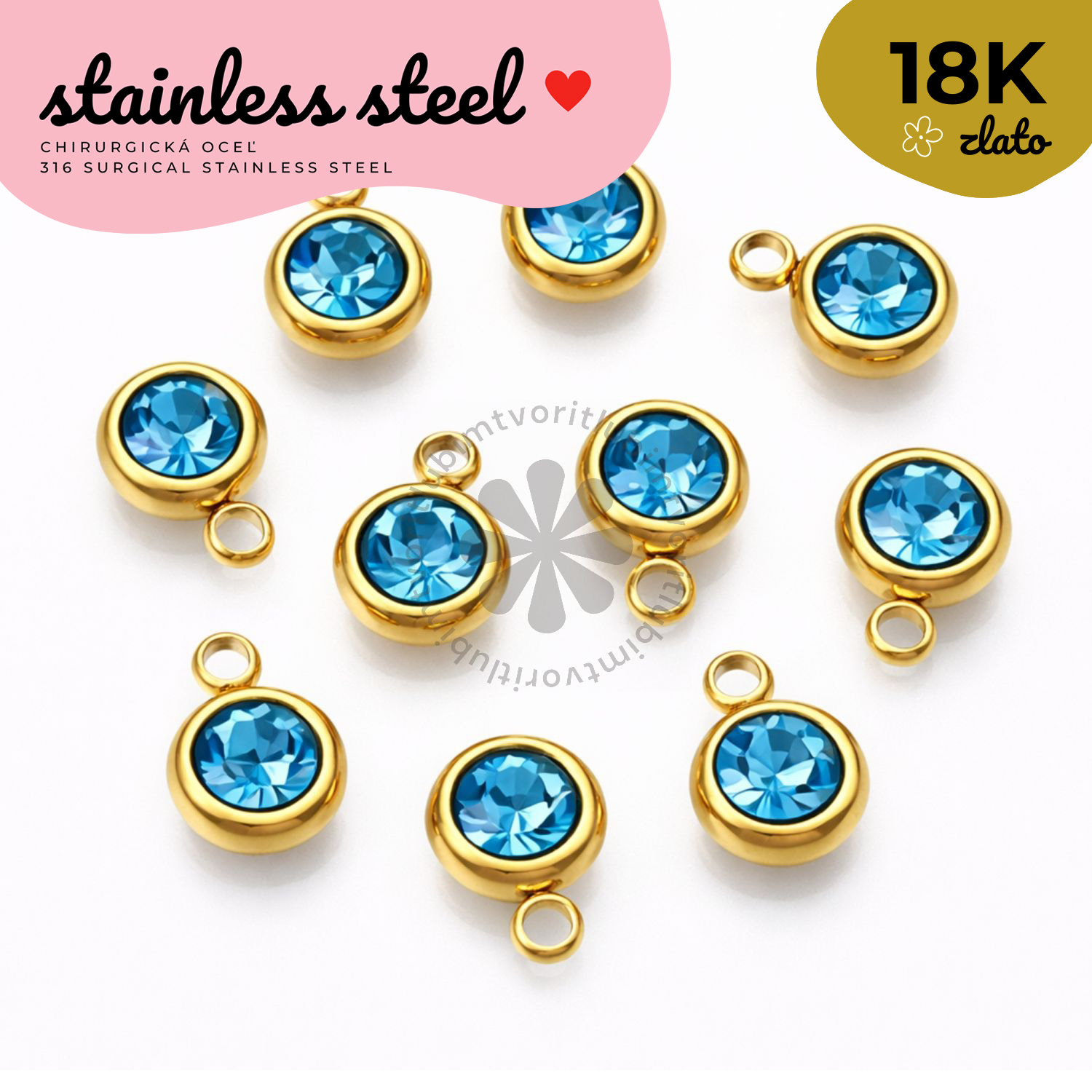 Prívesok so zirkónom, 8,5x6x3 mm - 1 ks