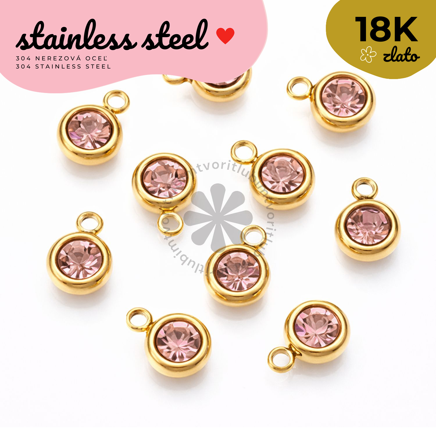 Prívesok so zirkónom, 8,5x6x3 mm - 1 ks