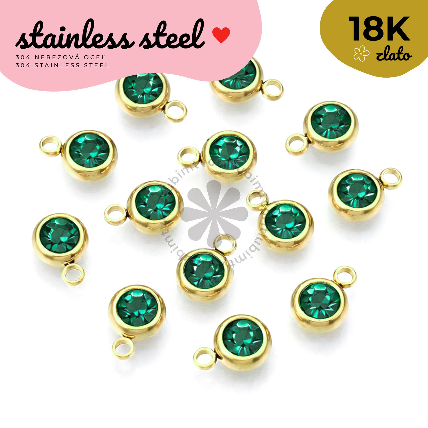 Prívesok so zirkónom, 8,5x6x3 mm - 1 ks