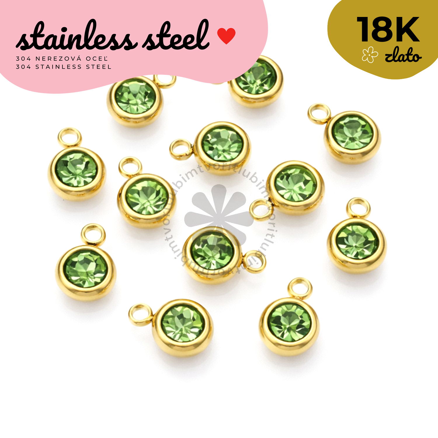 Prívesok so zirkónom, 8,5x6x3 mm - 1 ks