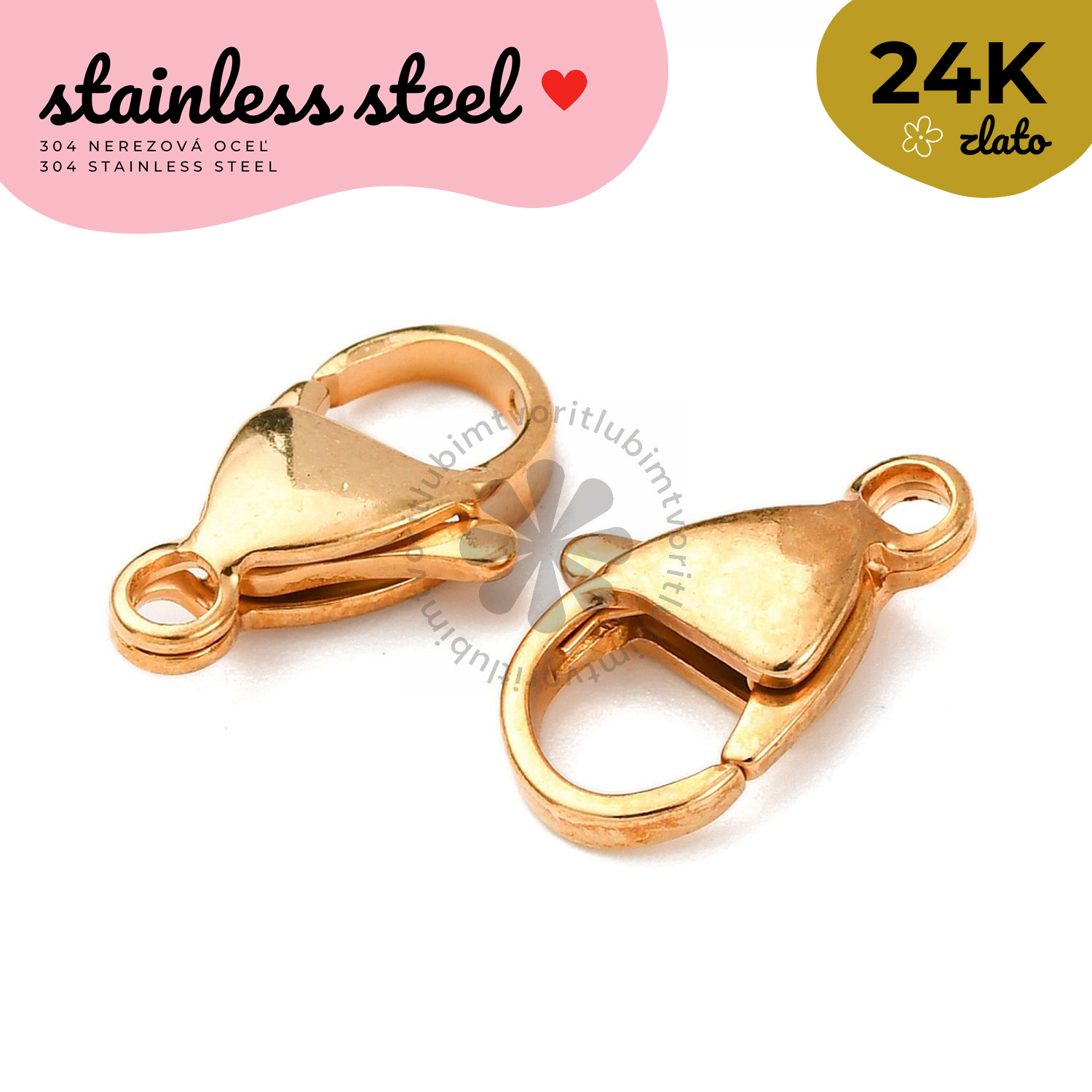 Karabinkové zapínanie, 13x8 mm - 1 ks