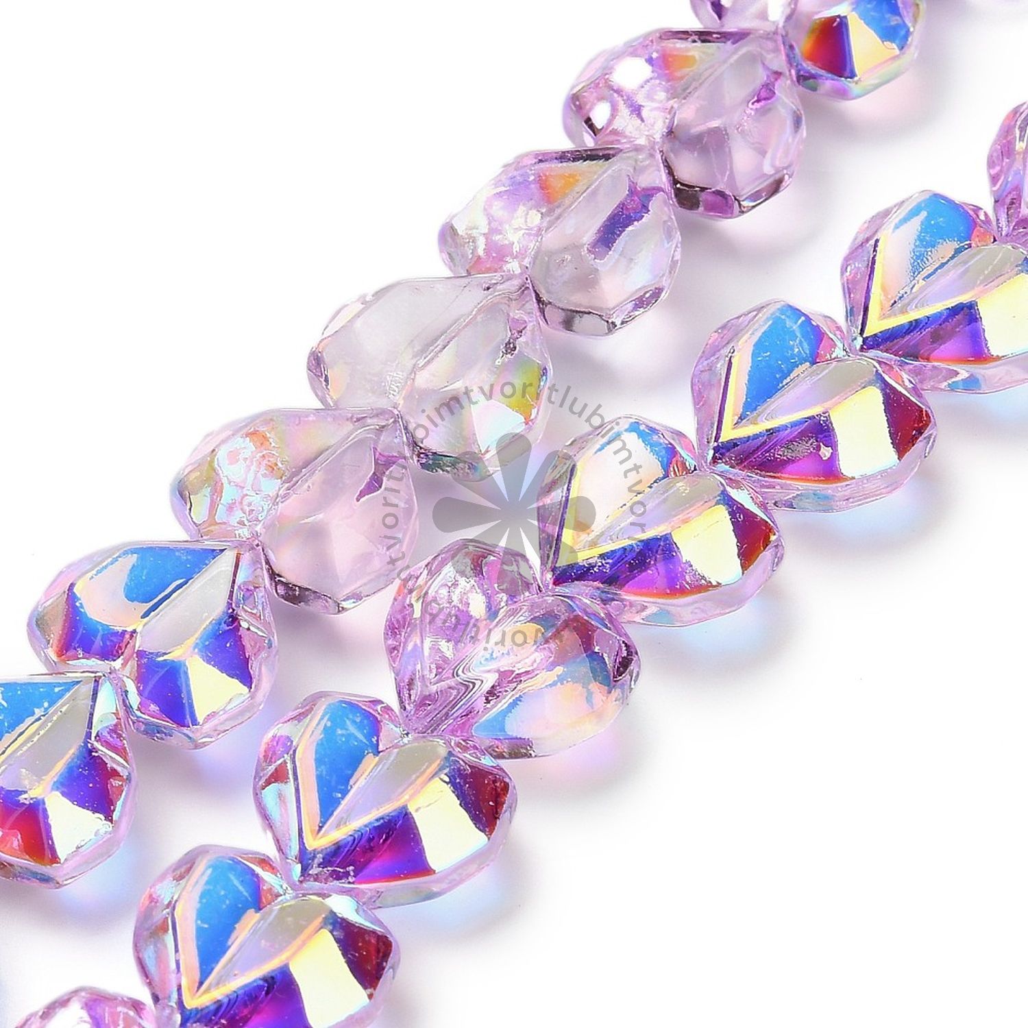Sklenená korálka srdiečko, 15x13 mm - 1 ks
