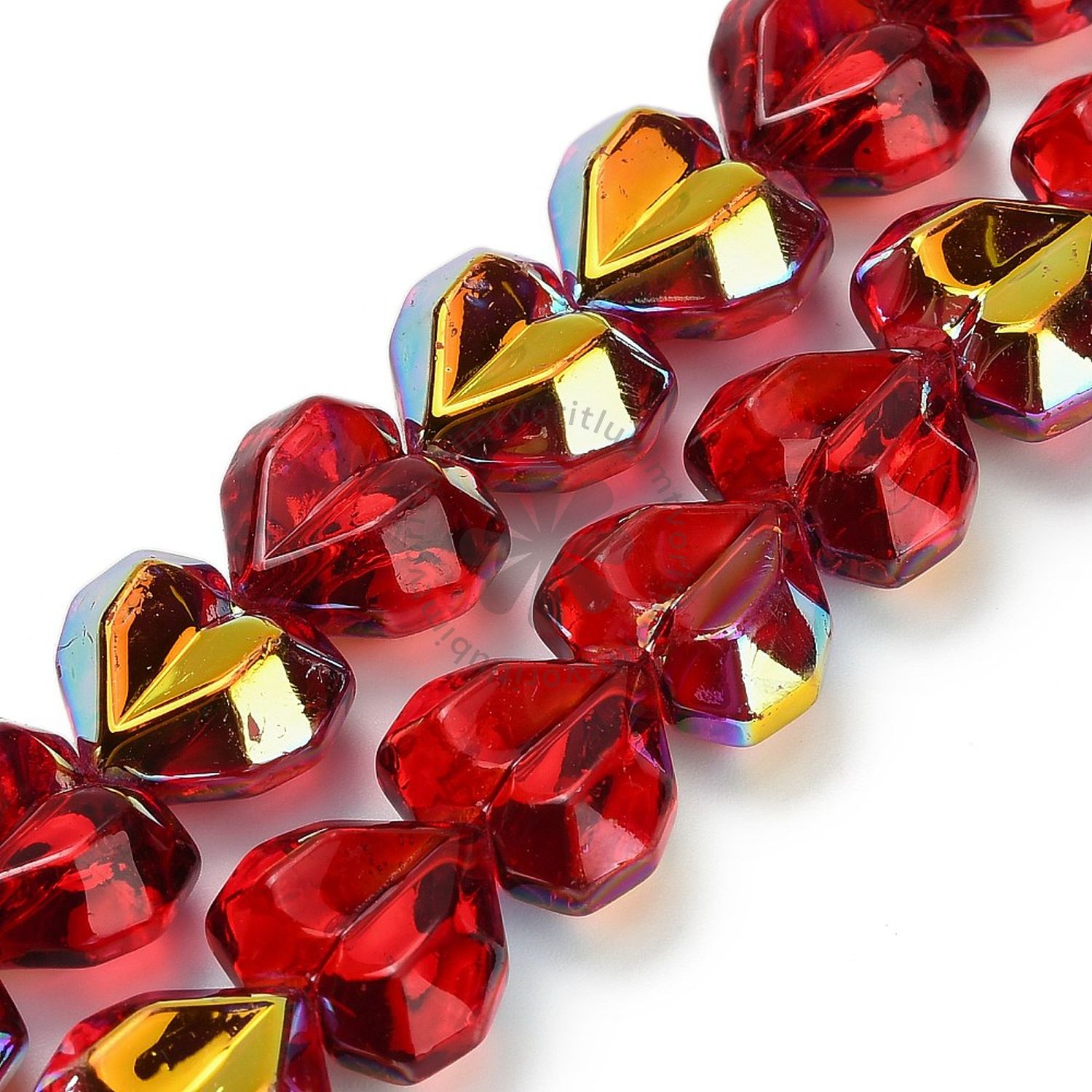 Sklenená korálka srdiečko, 15x13 mm - 1 ks