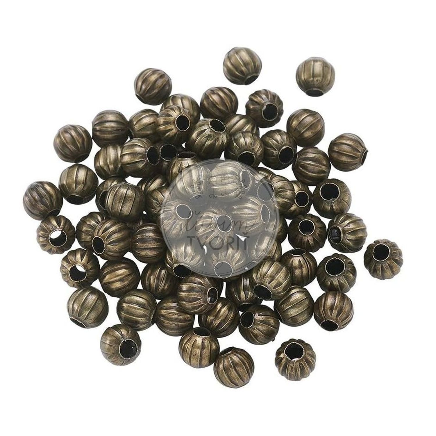 Kovová korálka, 6 mm - 10 ks